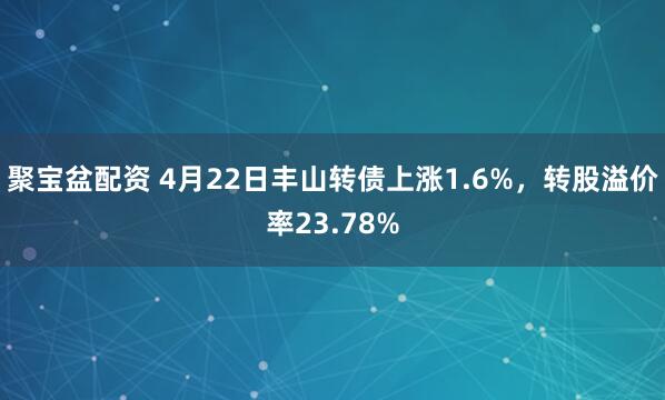 聚宝盆配资 4月22日丰山转债上涨1.6%，转股溢价率23.78%