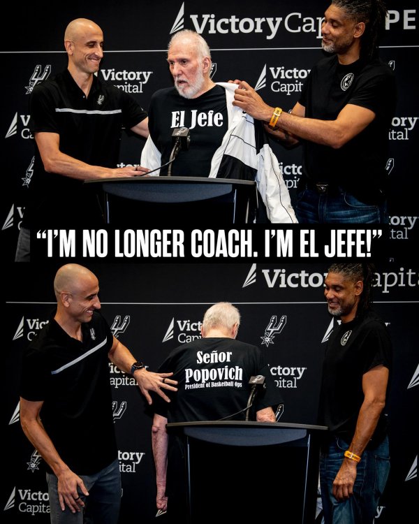 掌心策略 波波维奇六个月来首次公开现身：亲传火炬+自称老板，调侃被邓肯当然“报复”