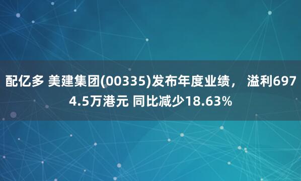 配亿多 美建集团(00335)发布年度业绩， 溢利6974.5万港元 同比减少18.63%